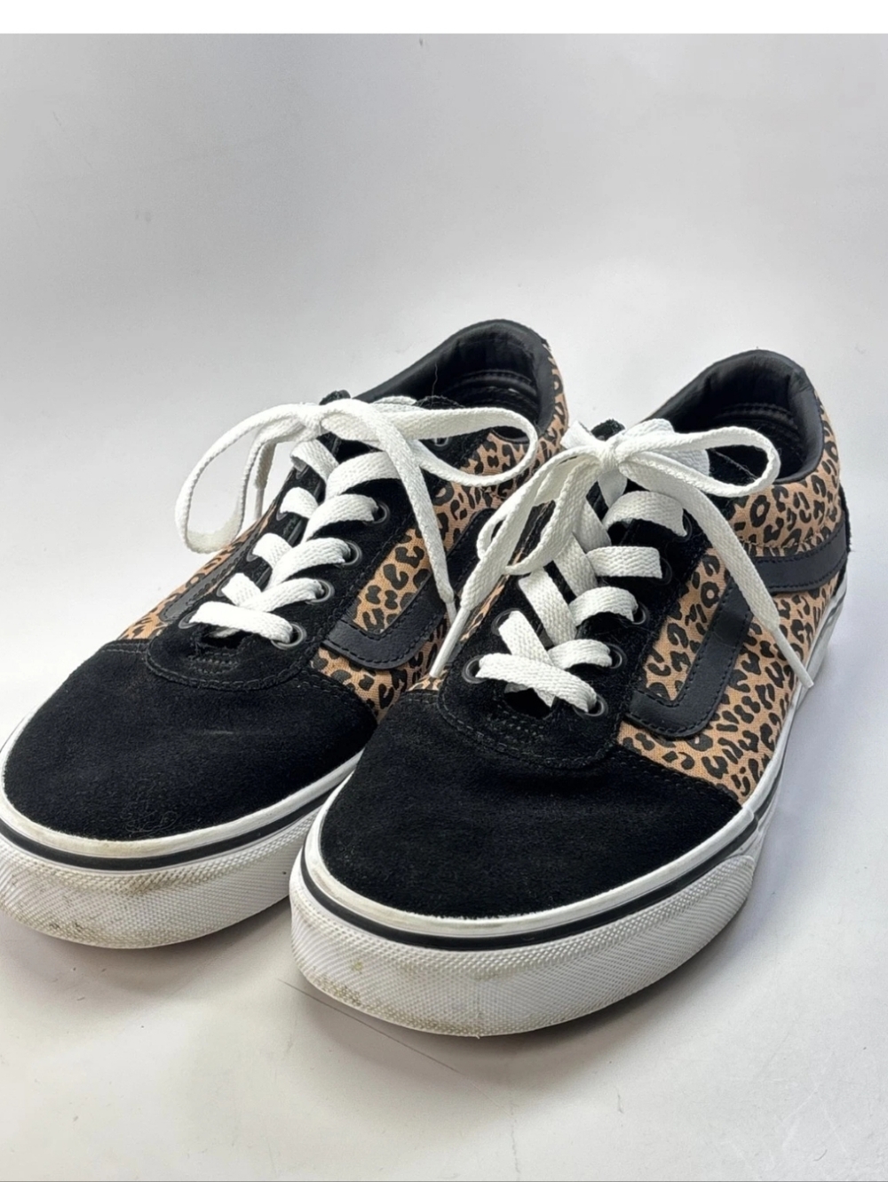 Vans Leopard Accent Black Suede Low-Top Sneakers